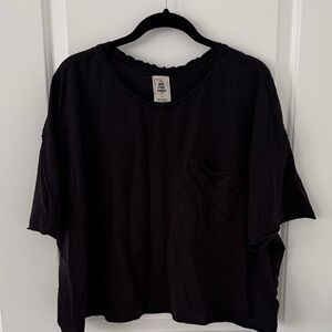 Free People Black Short Sleeve Tee